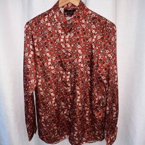 Zara Womens Floral Paisley Long Sleeve‎ Button Up Satin Small Bloomcore Career